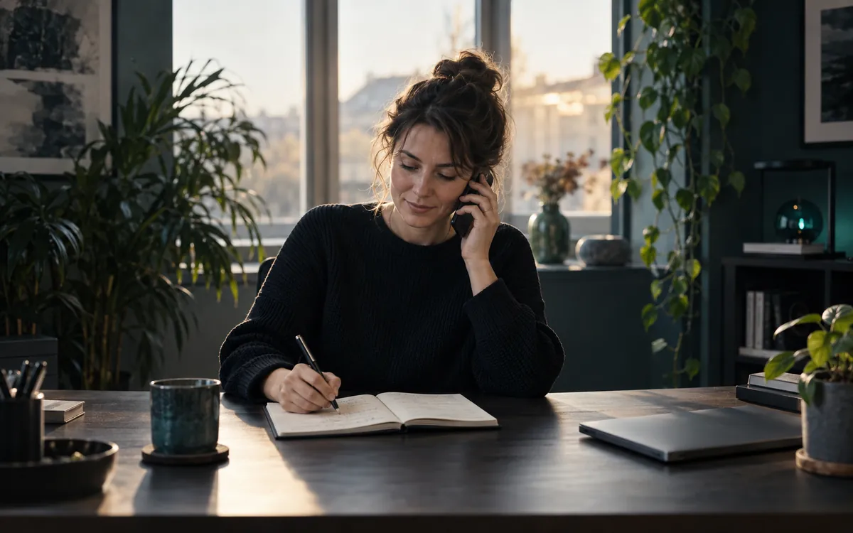 A member of the BCILITY team taking a call and making notes