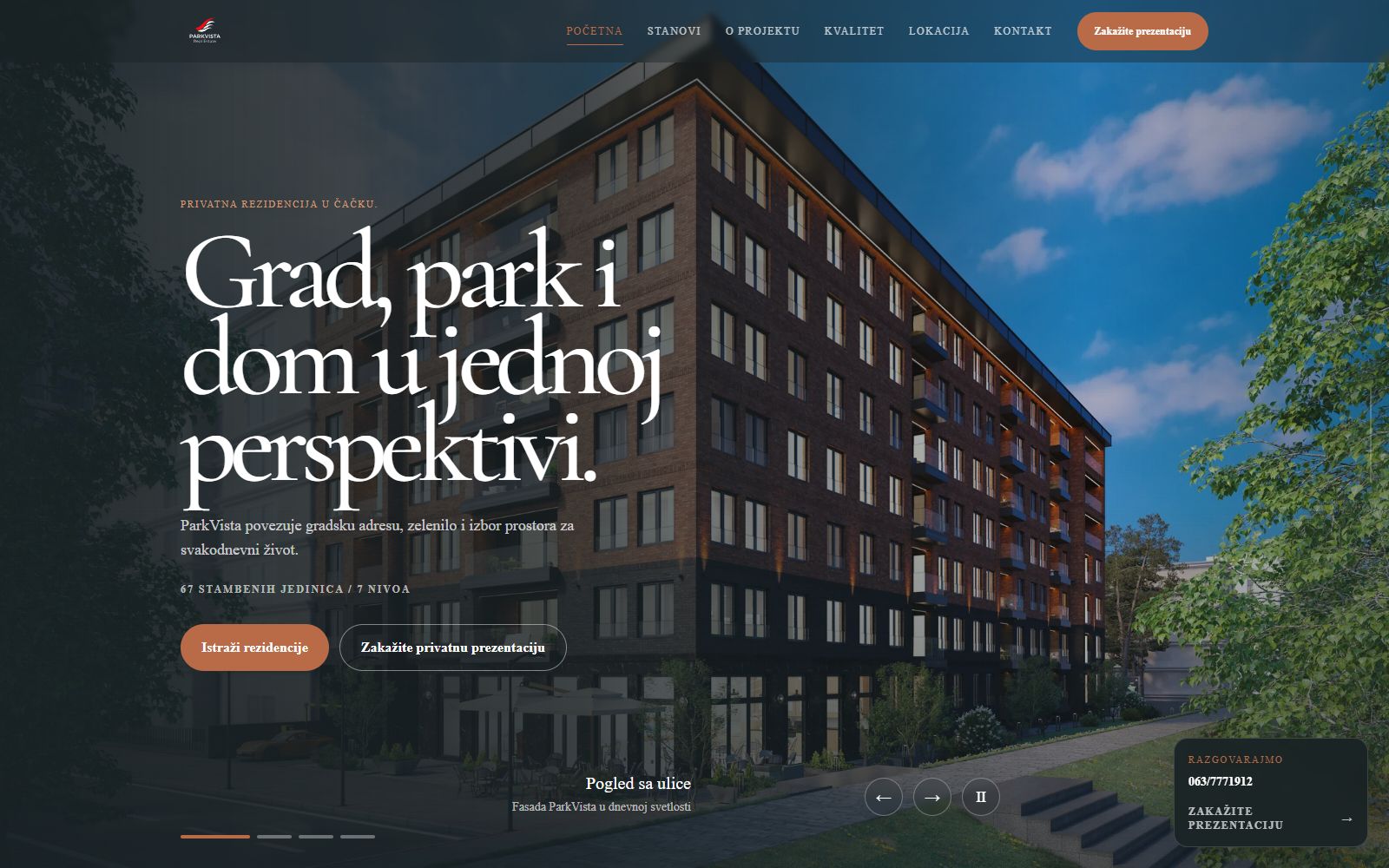 ParkVista.rs - Residential development sales platform built by BCILITY