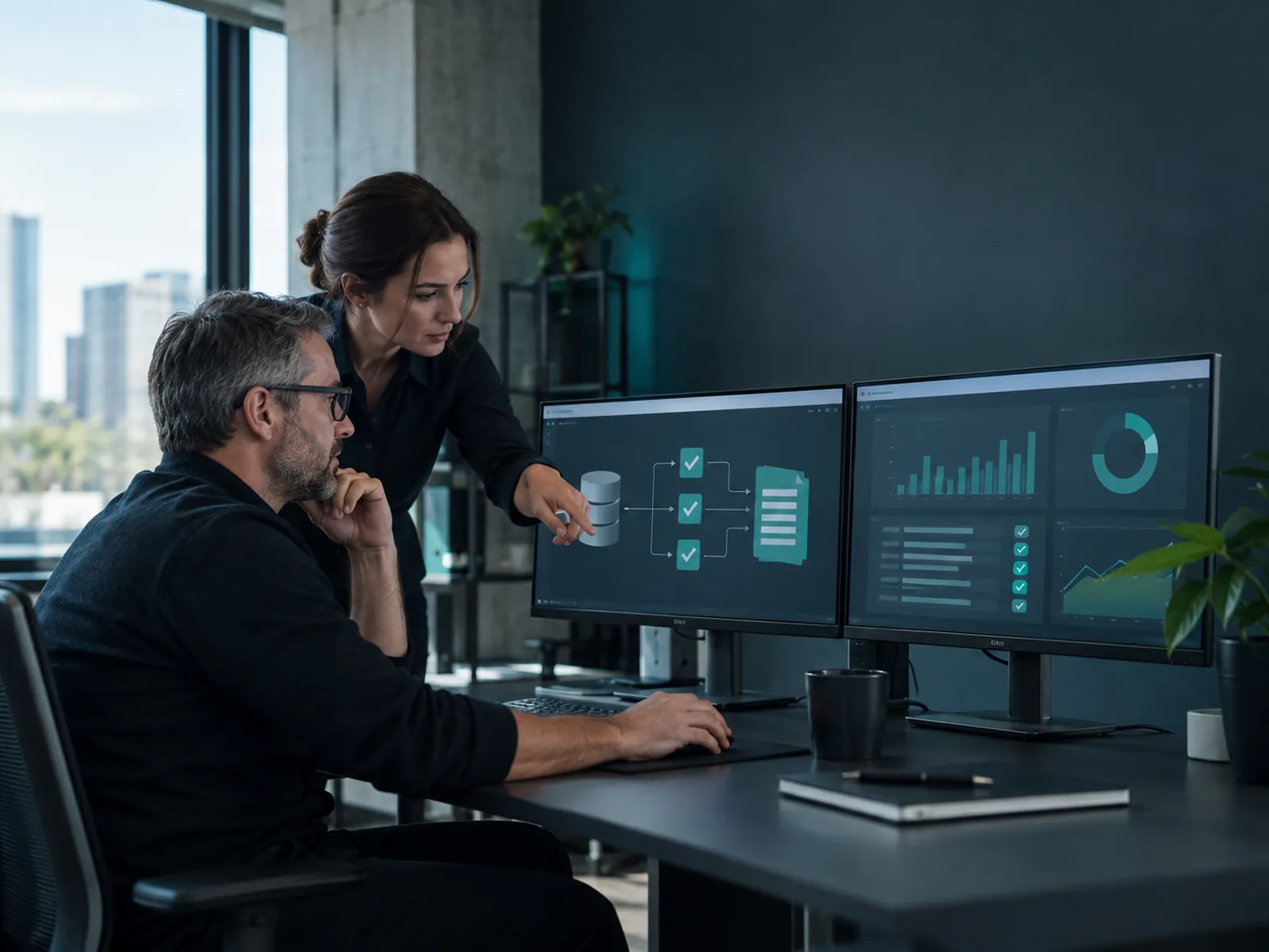 Data records flowing from a legacy ERP system into Business Central with validation checkpoints