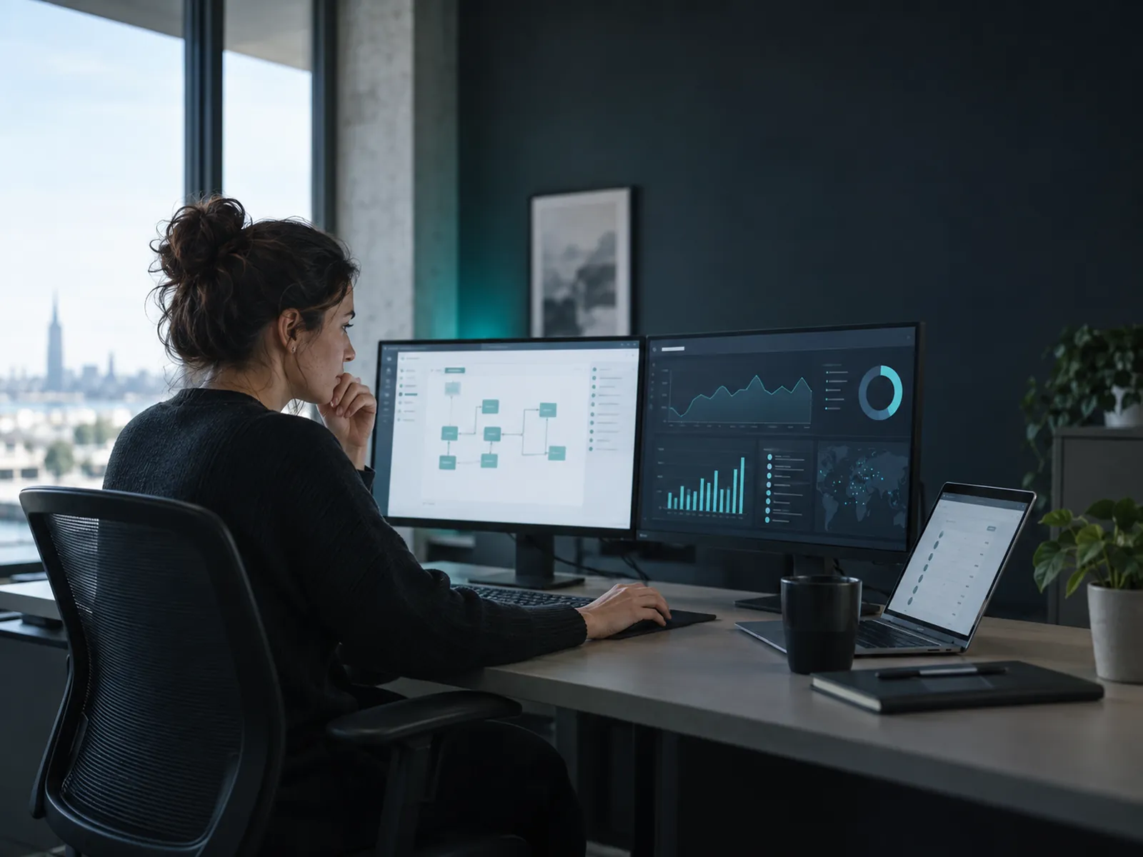 Support engineer reviewing a Business Central environment and telemetry dashboard