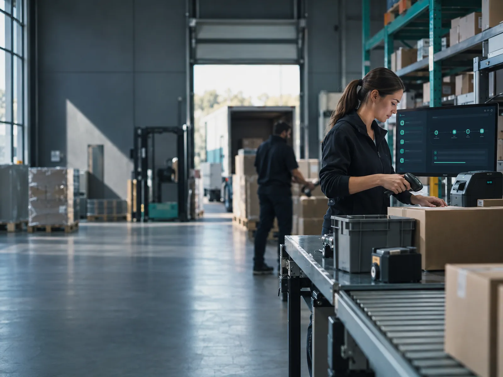 Warehouse fulfilment happening as an online order flows into the ERP system