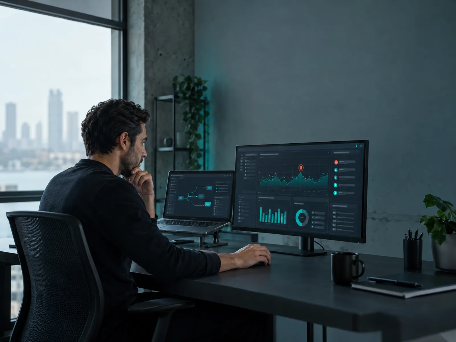 Developer investigating an application alert on a monitoring dashboard