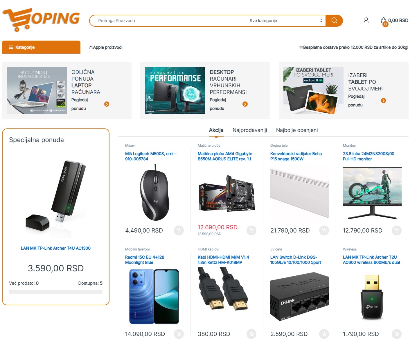 SOPING.RS - Modern E-Commerce Platform Web Application Screenshot - Online Shopping Solution by BCILITY